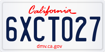 CA license plate 6XCT027