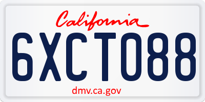 CA license plate 6XCT088