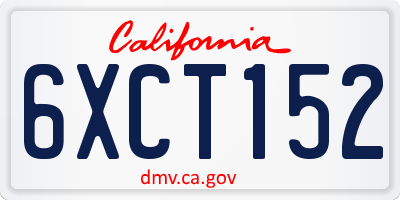 CA license plate 6XCT152