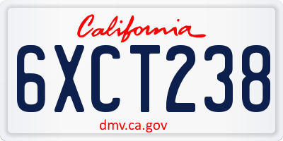 CA license plate 6XCT238