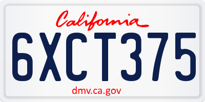 CA license plate 6XCT375