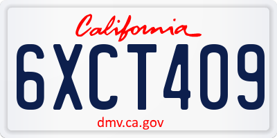 CA license plate 6XCT409