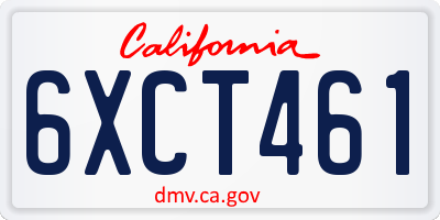 CA license plate 6XCT461
