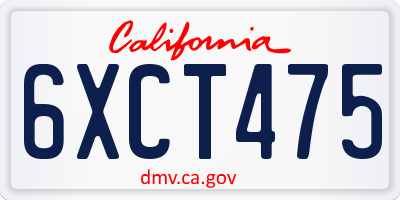 CA license plate 6XCT475