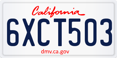 CA license plate 6XCT503