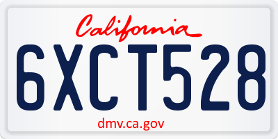 CA license plate 6XCT528