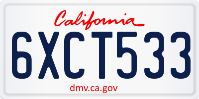 CA license plate 6XCT533
