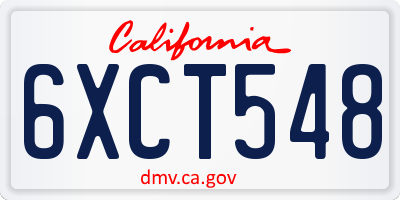CA license plate 6XCT548