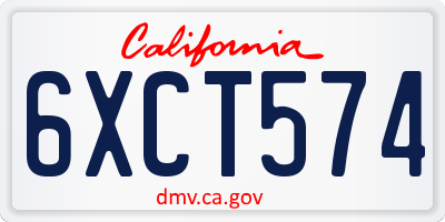 CA license plate 6XCT574