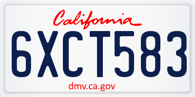 CA license plate 6XCT583