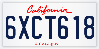 CA license plate 6XCT618