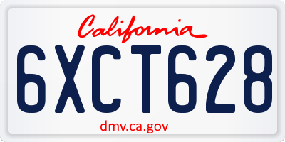 CA license plate 6XCT628