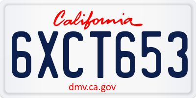 CA license plate 6XCT653