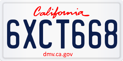 CA license plate 6XCT668