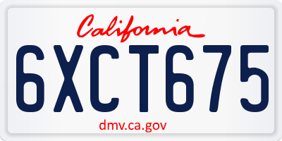 CA license plate 6XCT675