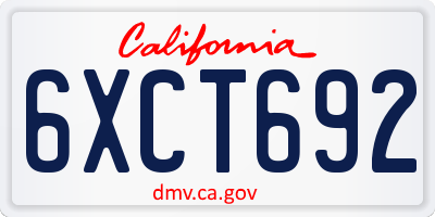 CA license plate 6XCT692