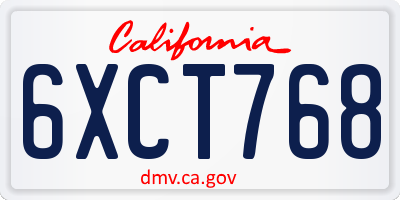 CA license plate 6XCT768