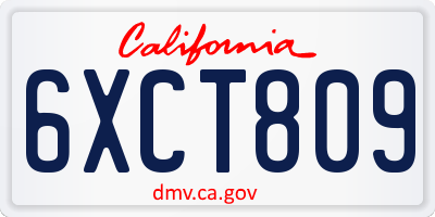 CA license plate 6XCT809