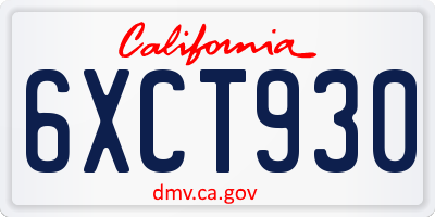 CA license plate 6XCT930