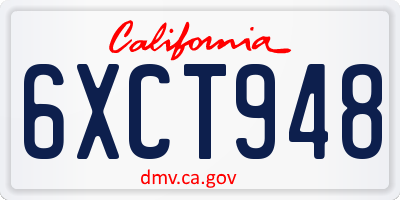 CA license plate 6XCT948