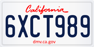 CA license plate 6XCT989