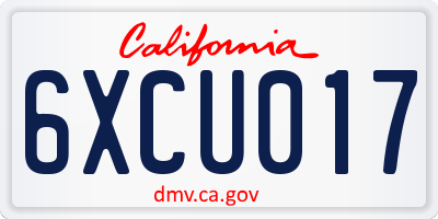 CA license plate 6XCU017