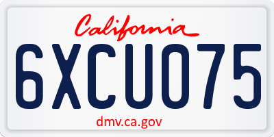 CA license plate 6XCU075