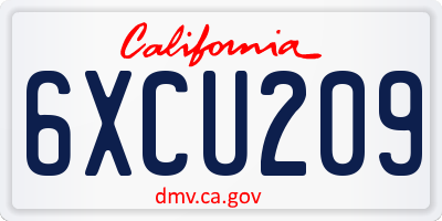 CA license plate 6XCU209