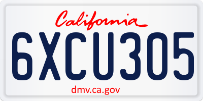 CA license plate 6XCU305