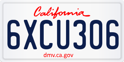 CA license plate 6XCU306