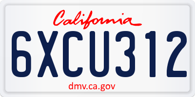 CA license plate 6XCU312