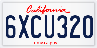 CA license plate 6XCU320