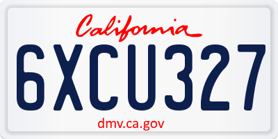 CA license plate 6XCU327