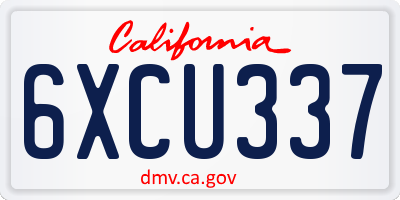 CA license plate 6XCU337