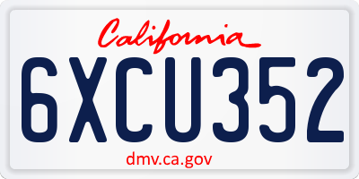 CA license plate 6XCU352