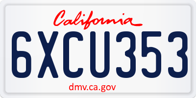 CA license plate 6XCU353