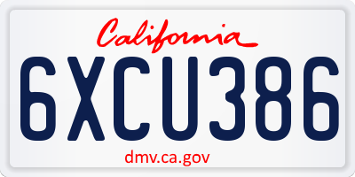 CA license plate 6XCU386