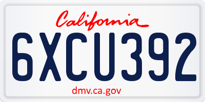 CA license plate 6XCU392