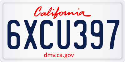 CA license plate 6XCU397