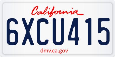 CA license plate 6XCU415