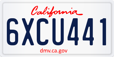CA license plate 6XCU441