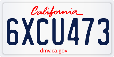 CA license plate 6XCU473