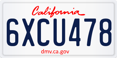 CA license plate 6XCU478