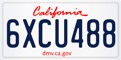CA license plate 6XCU488