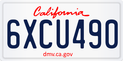 CA license plate 6XCU490