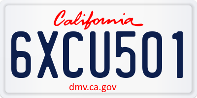 CA license plate 6XCU501
