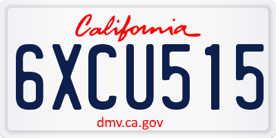 CA license plate 6XCU515