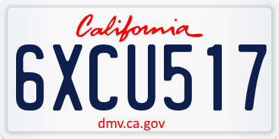 CA license plate 6XCU517