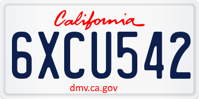 CA license plate 6XCU542