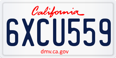 CA license plate 6XCU559